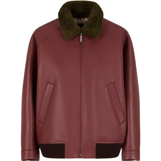 Marni bomber in pelle con colletto - marrone