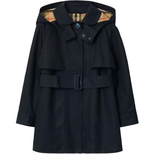 Burberry Kids trench con cintura e cappuccio - nero