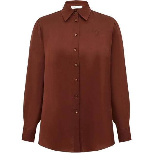 ZIMMERMANN camicia in seta a maniche lunghe - marrone