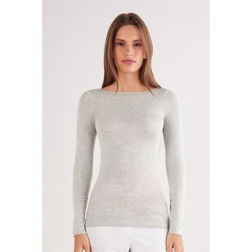 Intimissimi maglia manica lunga ultralight con cashmere e scollo a barchetta grigio