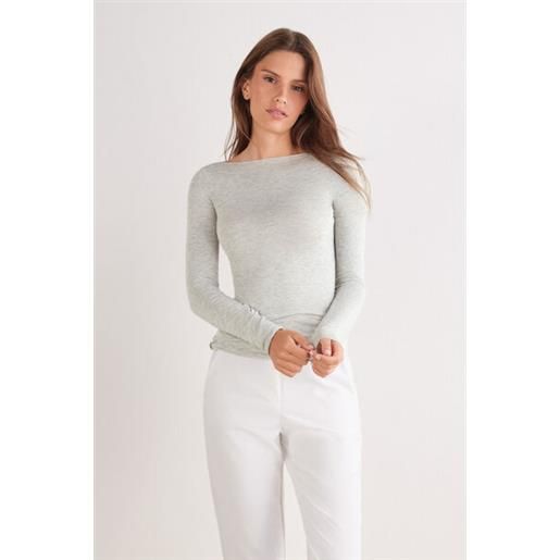 Intimissimi maglia manica lunga ultralight con cashmere e scollo a barchetta grigio