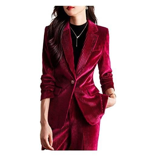 YonYeHong blazer per giacca da donna in velluto femminile con blazer per un ufficio per un ufficio