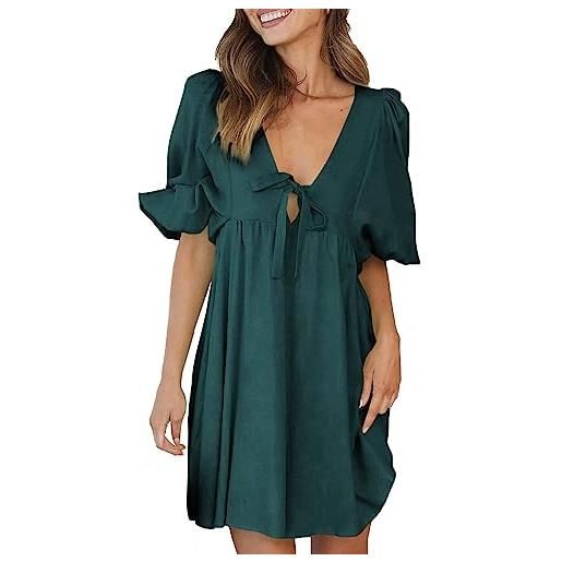 Cocila abiti+da+cerimonia+taglie+forti+donna vestito+lungo+donna+estivo vestiti madre della sposa vestito cerimonia con piume abito elegante lungo donna cerimonia (green, l)