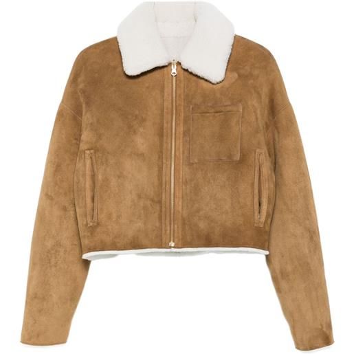 Maje giacca con colletto in shearling - marrone