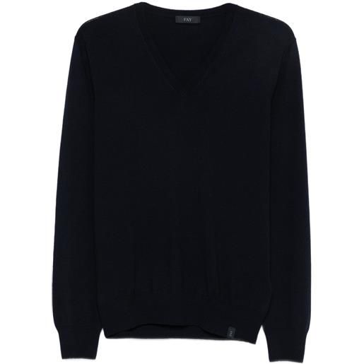 Fay maglione in lana con scollo a v - blu