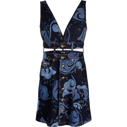 Versace Jeans Couture abito denim con dettaglio cut-out - blu