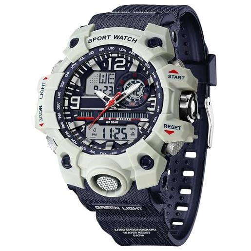 Orologio da polso digitale Uomo Militare Sport Orologio Digitale Analogico 5ATM Impermeabile Outdoor con Luce Sveglia Calendario Cronometro per Uomini Ragazzi
