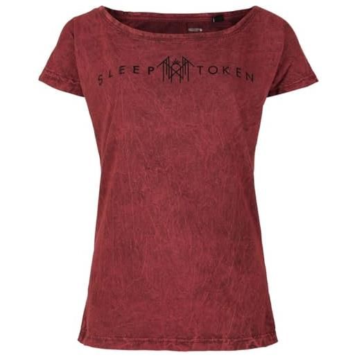 Sleep Token circle logo donna t-shirt rosso l 100% cotone largo