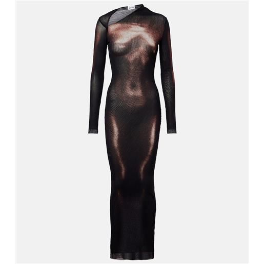 Jean Paul Gaultier abito lungo in mesh trompe l'oeil