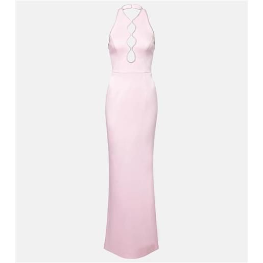 Rebecca Vallance abito lungo akari in raso con cut-out