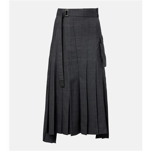Sacai gonna midi in lana principe di galles