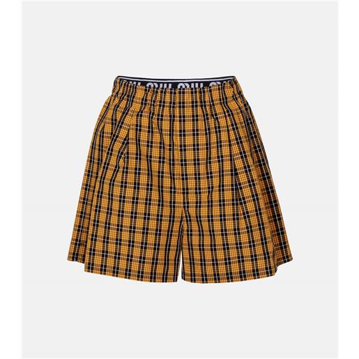Miu Miu shorts a quadri in cotone