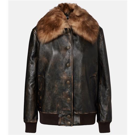 Dolce&Gabbana bomber in pelle con shearling