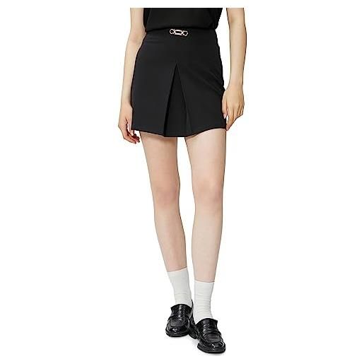 Koton metal accesories pleate detail mini skirt gonna, 999 (black), 42 da donna