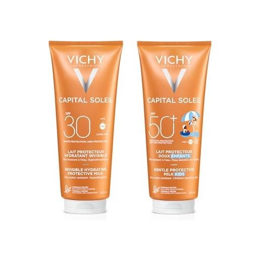 Vichy latte solare spf30 300 ml + latte bambini spf50 300 ml | protezione solare per adulti e bambini