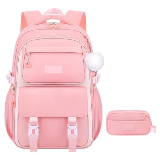Zaino Scolastico Rosa Per Ragazze Teenager - Capiente Con Porta PC 14'' E Antifurto