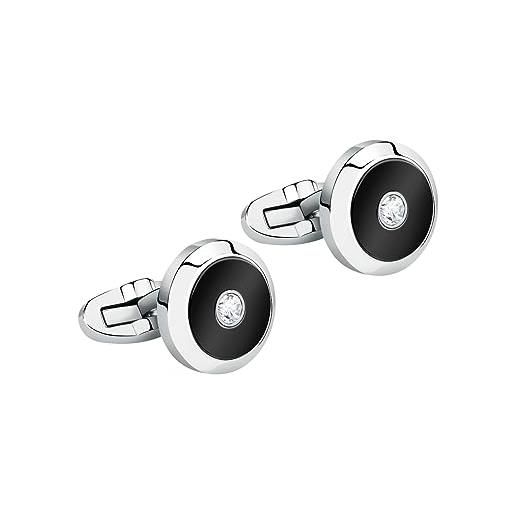 Morellato urban gemelli uomo in acciaio, pietre preziose, smalto nero - sabh27