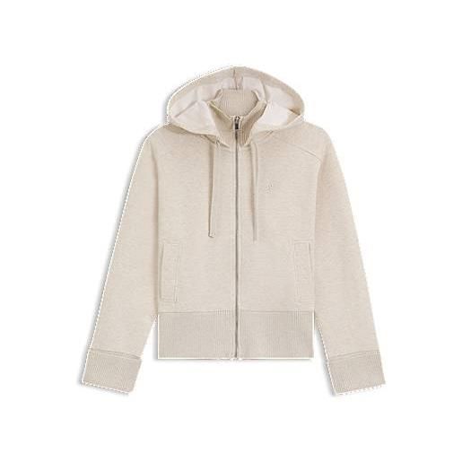 BOSS giubbotto in jersey di cotone con cappuccio e monogramma double b, colore neutro