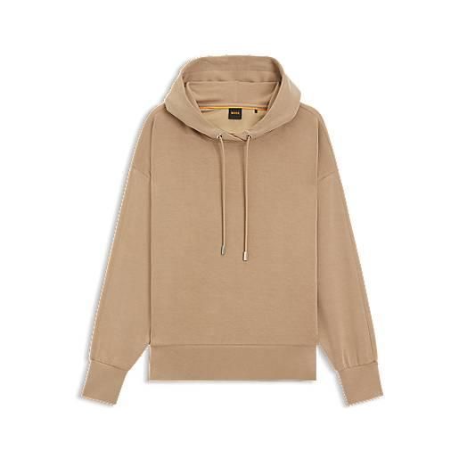 BOSS felpa con cappuccio con vestibilità oversize e logo scritto a mano, beige