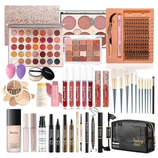 Ruicen set trucchi donna, Ruicen kit trucco make up completo per donne e adolescenti con palette ombretti 55 colori e altri accessori, set make up ideale per principianti