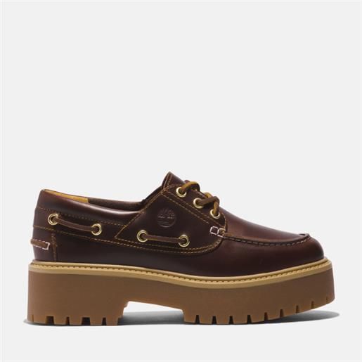 Timberland - scarpa da barca con plateau stone street da donna in marrone scuro, donna, marrone, taglia: 36