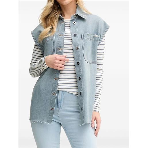 Liviana Conti gilet denim con frange - blu