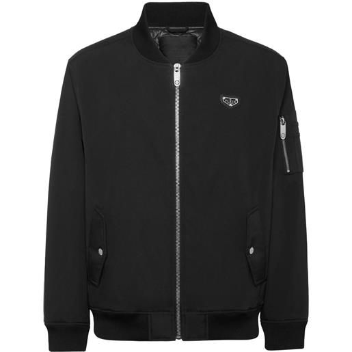 Philipp Plein bomber con placca logo - nero