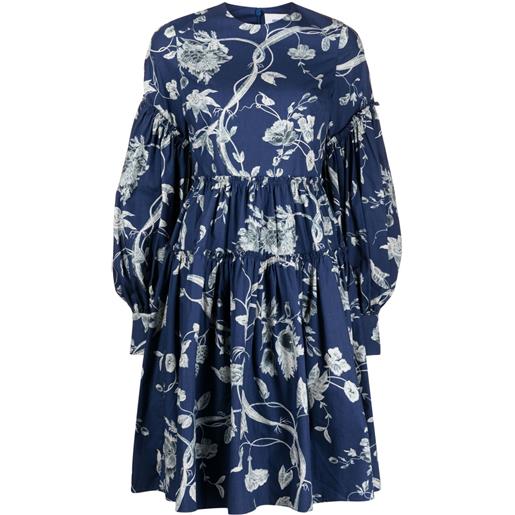 ERDEM abito a fiori con balze - blu