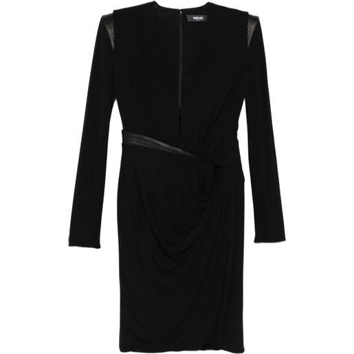 Versace abito midi con scollo a v - nero