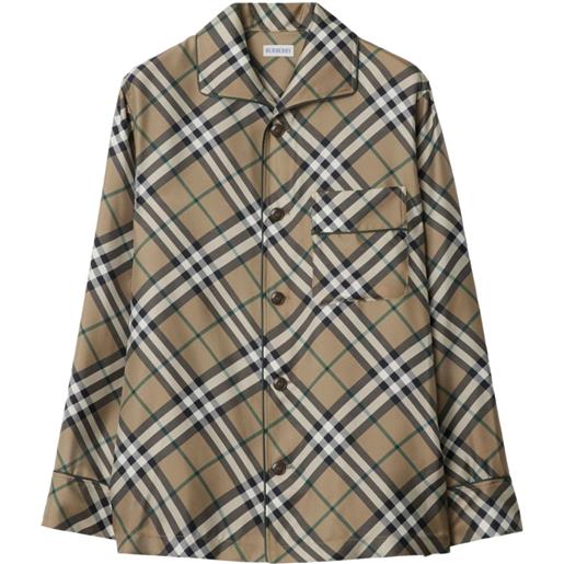 Burberry camicia pigiama a quadri - marrone