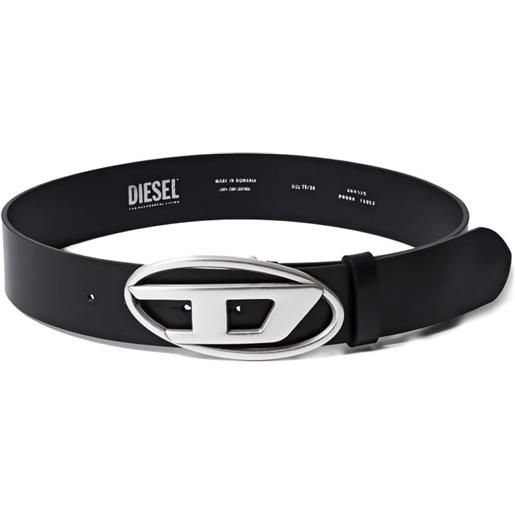 Diesel cintura in pelle con fibbia logata - nero