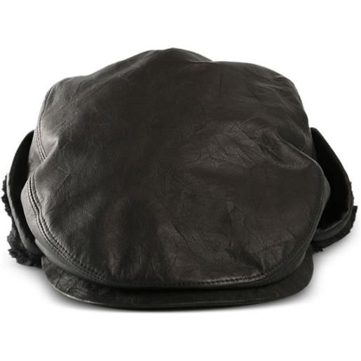 Y's leather ear-flap hat - nero
