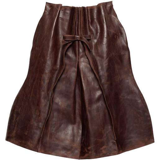 Prada gonna midi in pelle - marrone