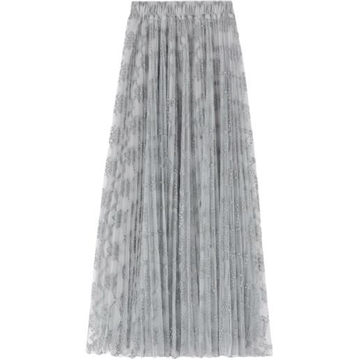 Ermanno Scervino gonna plissettata con ricamo - grigio