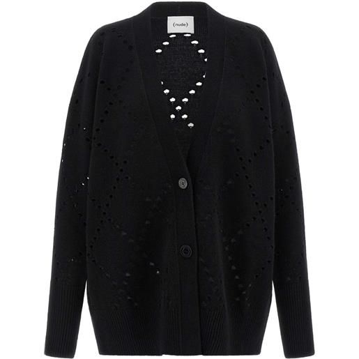 Nude cardigan a rombi con dettaglio cut-out - nero