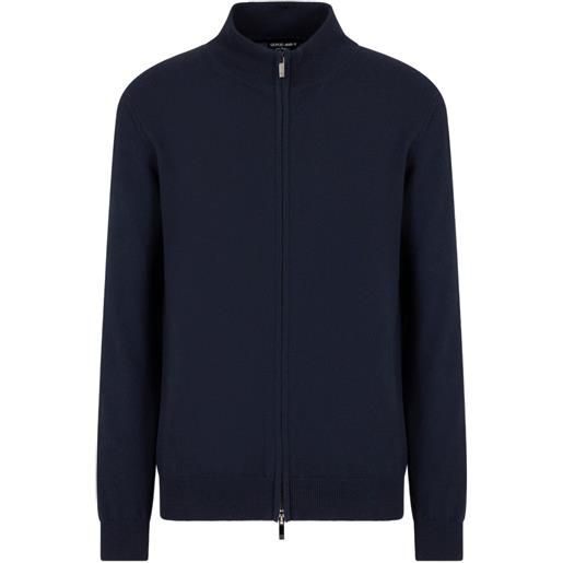 Giorgio Armani cardigan a collo alto con zip - blu