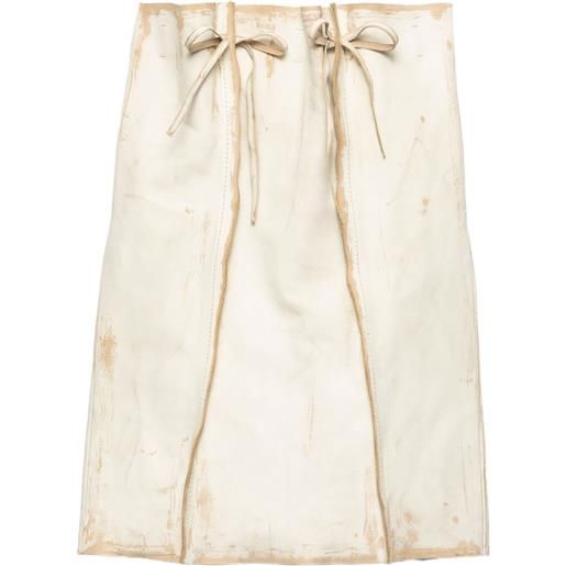 Prada gonna midi in pelle - bianco