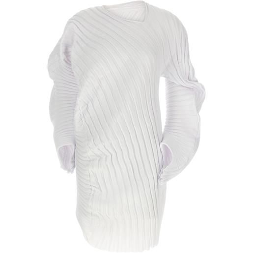 Issey Miyake top asimmetrico a coste - bianco