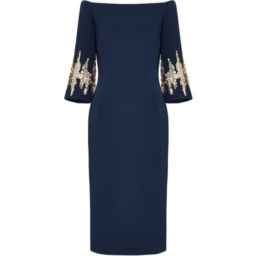 Jenny Packham abito aster midi con paillettes - blu