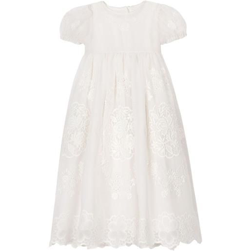 Dolce & Gabbana Kids abito christening con ricamo e maniche a palloncino - bianco