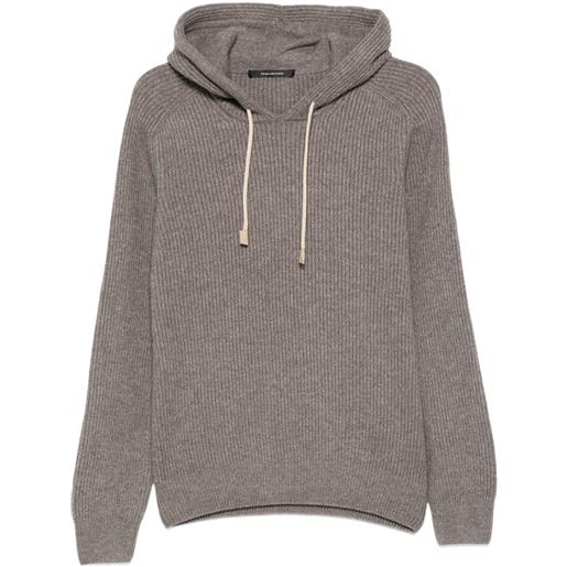 Tagliatore felpa a coste con cappuccio - grigio