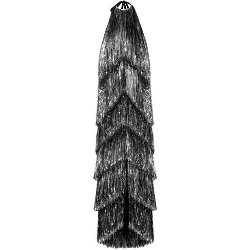 Aleksandre Akhalkatsishvili abito lungo con frange - argento