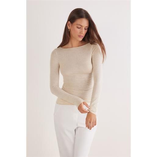 Intimissimi maglia manica lunga ultralight con cashmere e scollo a barchetta beige
