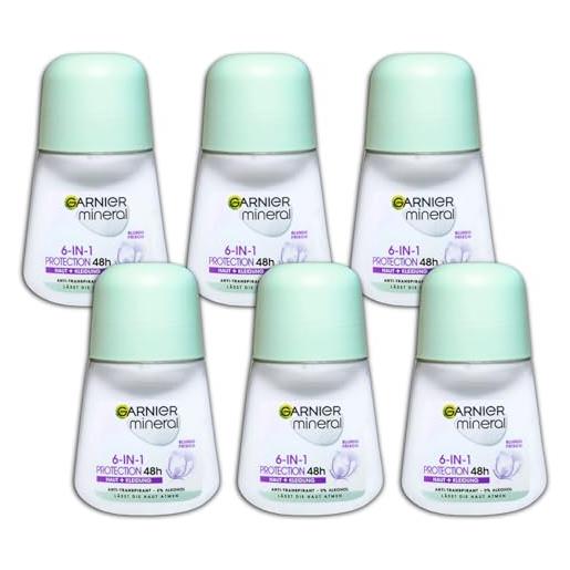 Garnier mineral deo roll-on protection 48h, 6 in 1, 6 x 50 ml