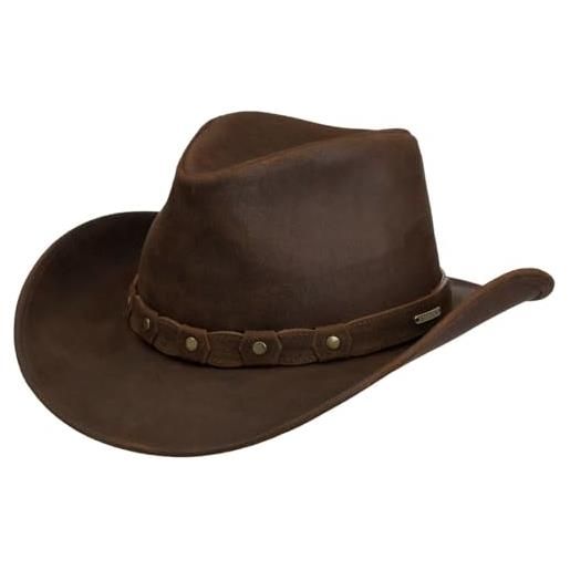 Stetson cappello in pelle calf split western uomo - feltro di lana da cowboy con fodera, fascia inverno autunno/inverno - xl (60-61 cm) marrone