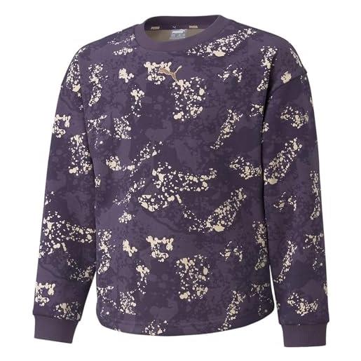 PUMA alpha aop crew fl g felpa, viola, 10 anni bambina