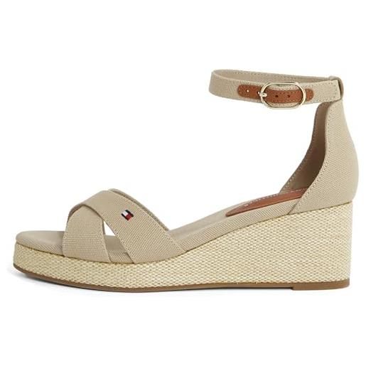 Tommy Hilfiger donna espadrillas wedge flag criss-cross mid con cinturino alla caviglia, nero (black), 38