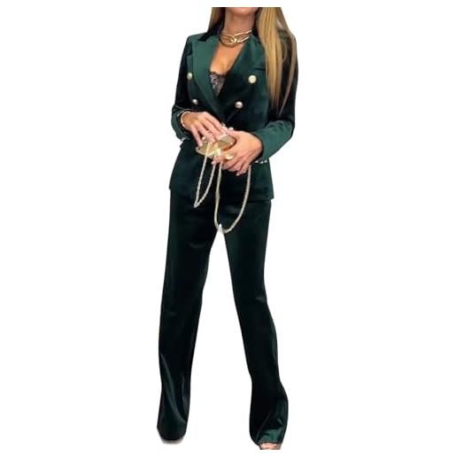 Shownicer Completo Donna Tailleur Pantalone Curvy Completi Di Velluto Pantaloni E Giacca Tuta Due Pezzi Ufficio E Lavoro Blazer Tuta Slim Fit Completo