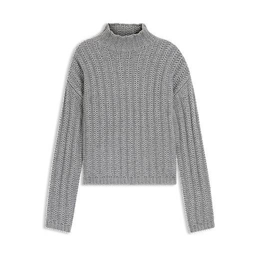 HUGO maglione con lavorazione a coste, grigio chiaro