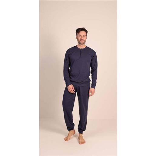 Gary pigiama uomo serafino invernale interlock tinta unita blu Gary cb65200